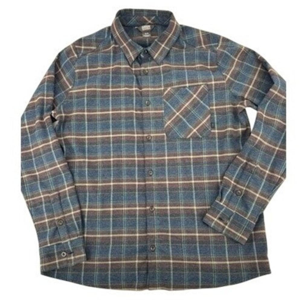 Outdoor Research Feedback Flannel Mens XL Blue‎ Plaid Technical Hiking Shirt
